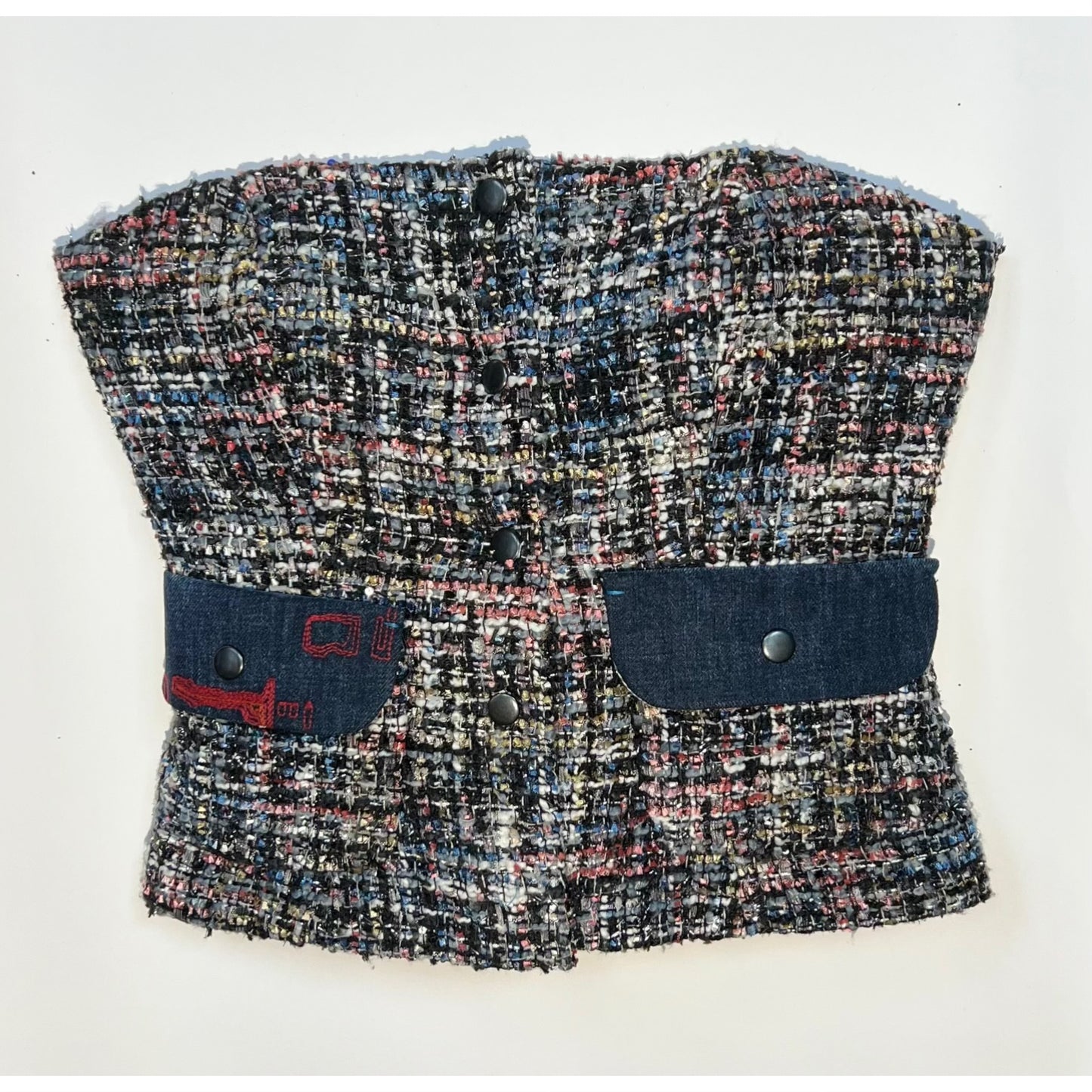 Chelsea Corset /01 - Multicoloured Patch Pockets Denim Flaps